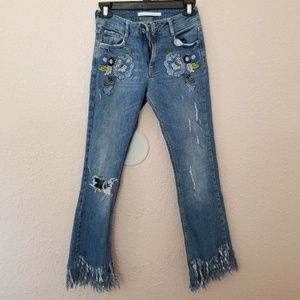 Zara high waist distressed flare